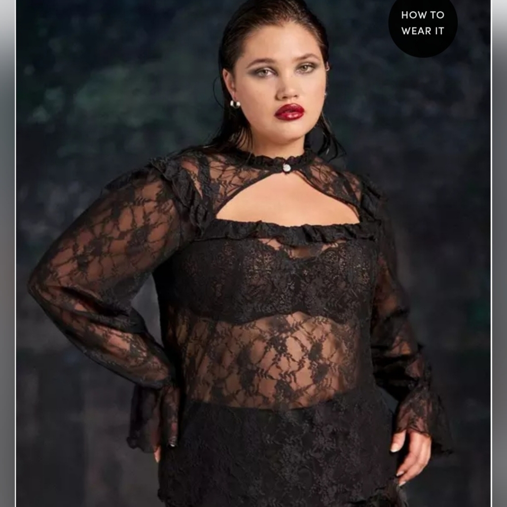 Nightfall Lace Ruffle Top Torrid 3X